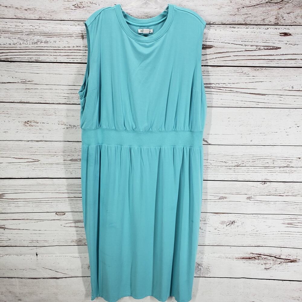 Athleta Teal Sleeveless Soft Stretch Elastic Waist Dress Size 1X